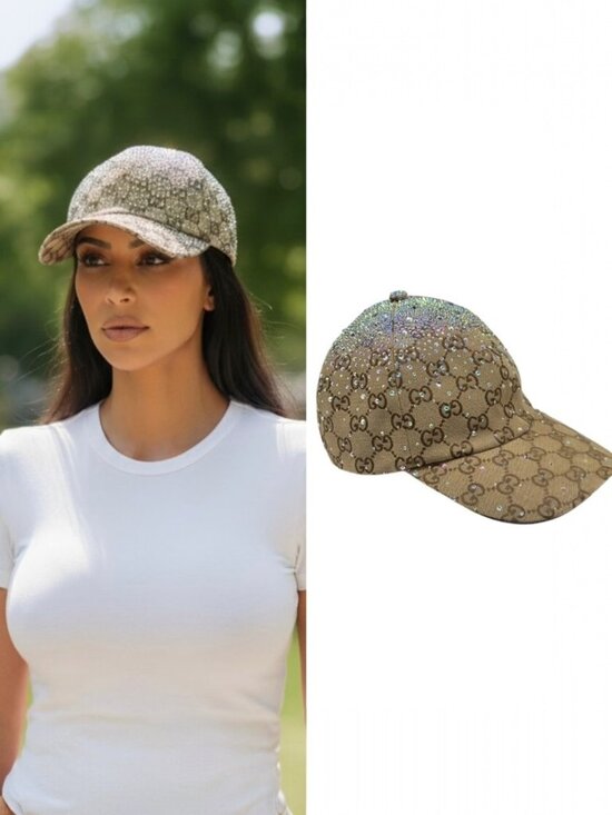 Gucci Accessories - Beige GUCCI Crystal Rhinestone GG Canvas Baseball Cap Hat W/ Dust Bag Size M